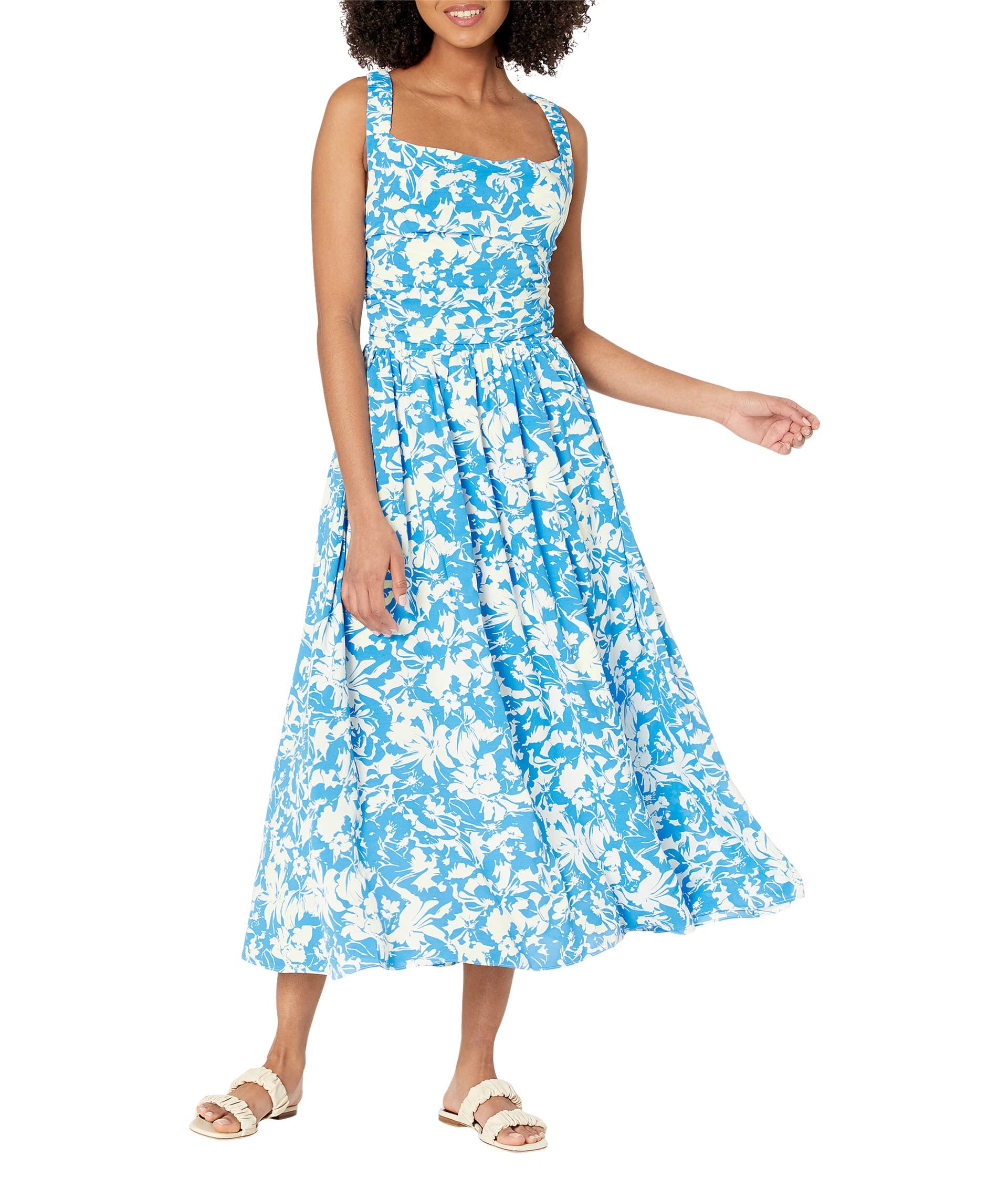 English Factory Floral Cross-Back Maxi Dress Blue MD